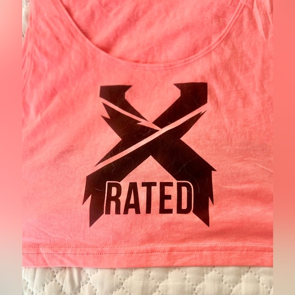 SOLD- NWT- Excision- X Rated highlighter Pink Tee Crop Top- One Size - Picture 4 of 5